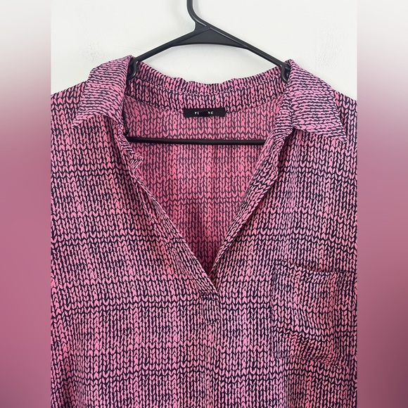 Pleione V Neck Collared Top Cap Sleeves Pink and Navy. Sz XXL plus size casual - Picture 6 of 11